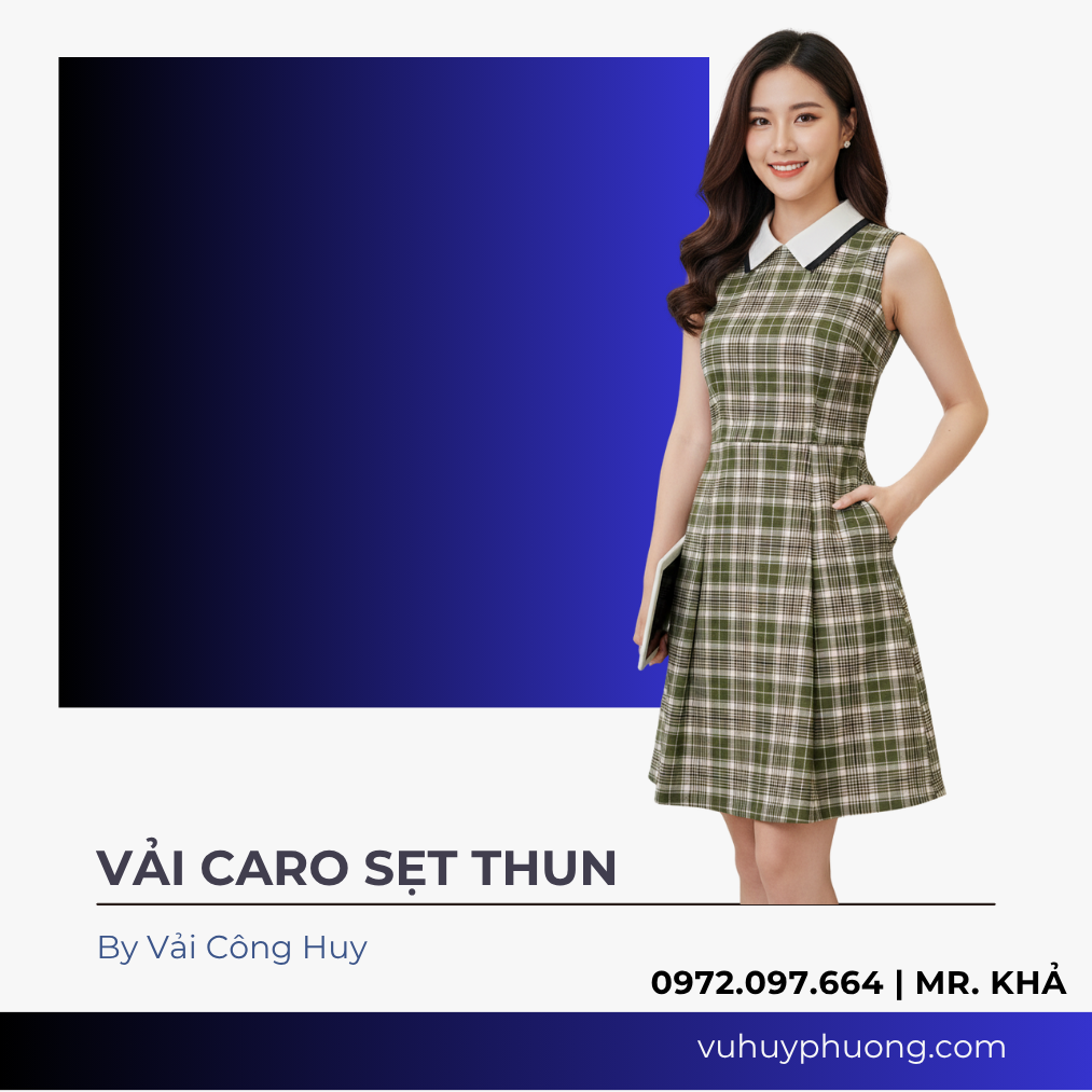 1 vải caro sẹt thun