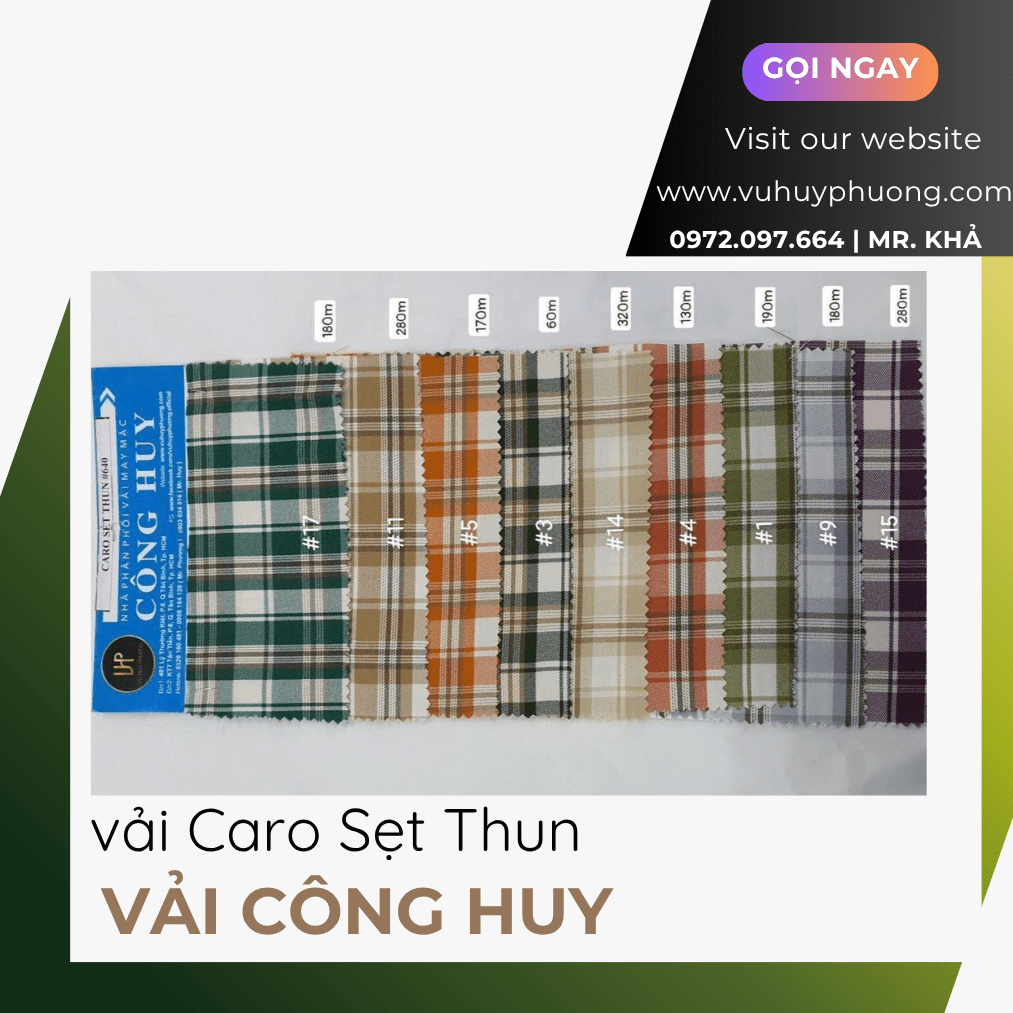vải caro sẹt thun