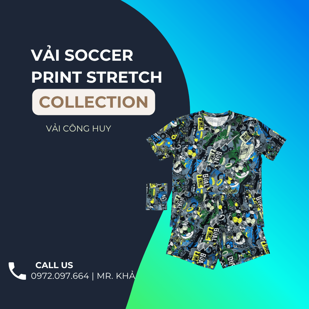 Vải thun Soccer Print Stretch