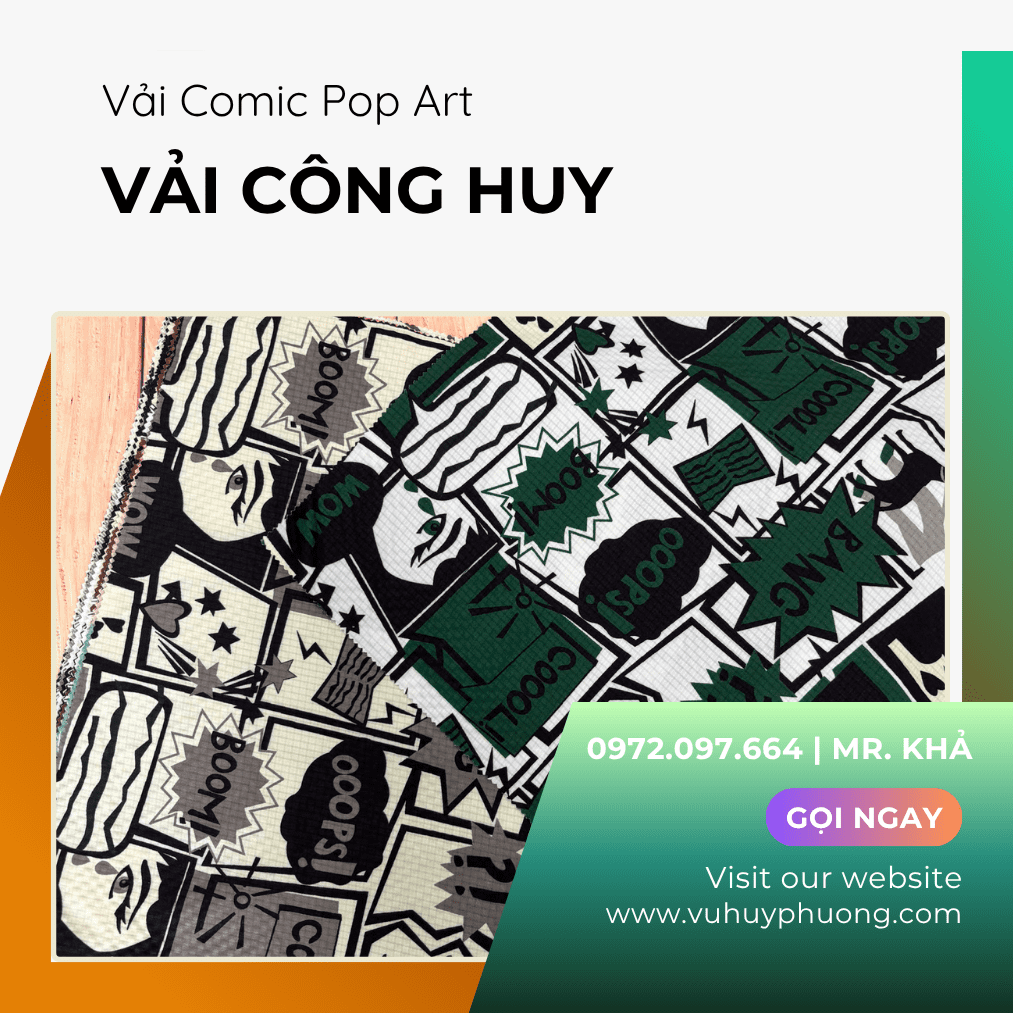 Vải thun Comic Pop Art